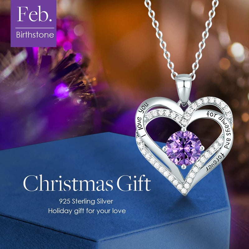 CDE Valentine's Day Gift Forever Love Heart Necklaces for Women, Wedding Anniversary, Birthday Mothers Day Christmas Day Gifts for Mom, Mother, Wife, friend, S925 Silver Jewelry with Birthstone Pendant - Image 3
